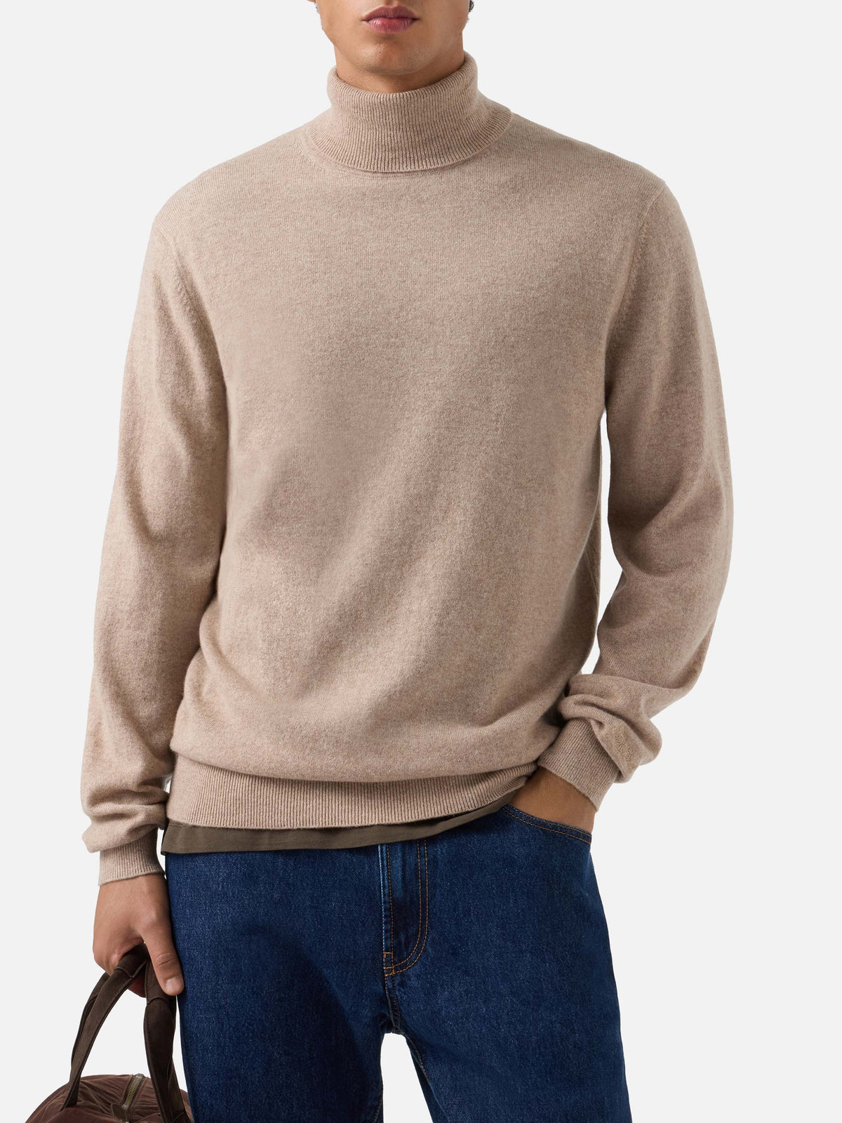 Col montant Bond en cachemire camel 