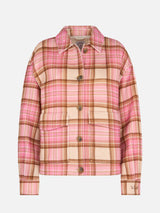 Woman wool overshirt Bonnibell with pink tartan print