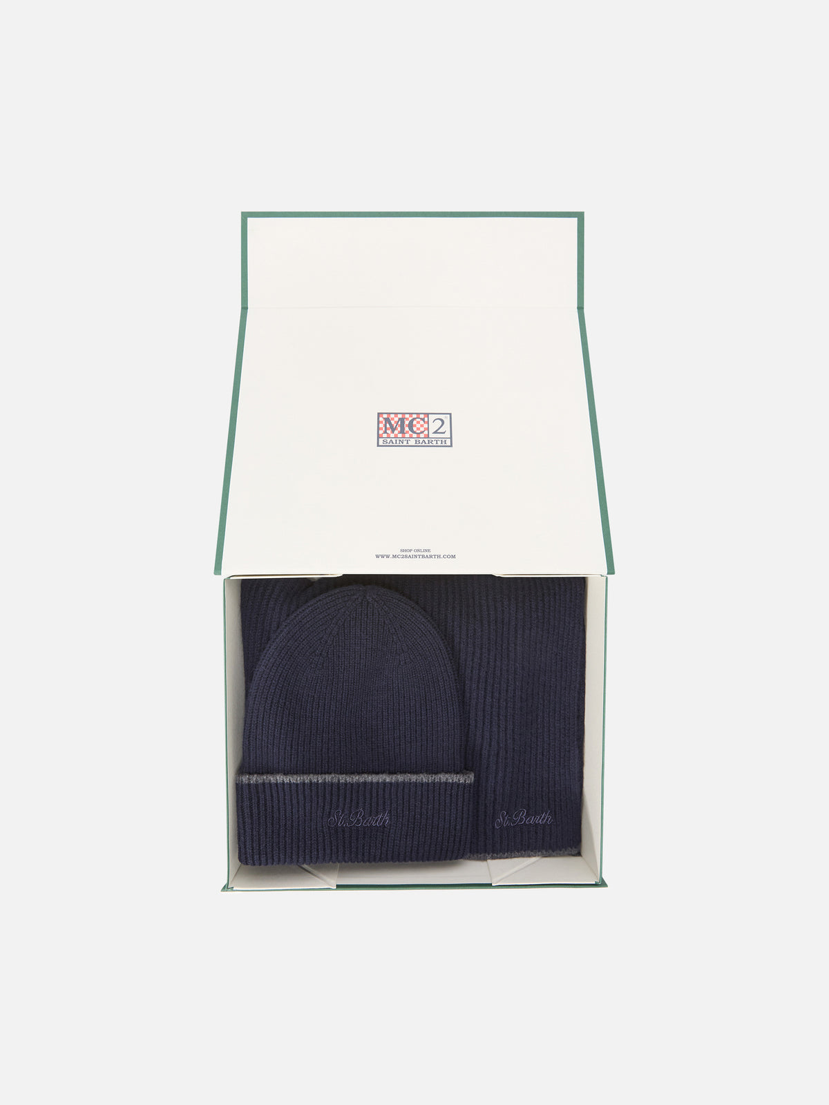 Conjunto de gorro y bufanda de lana Navy blue 