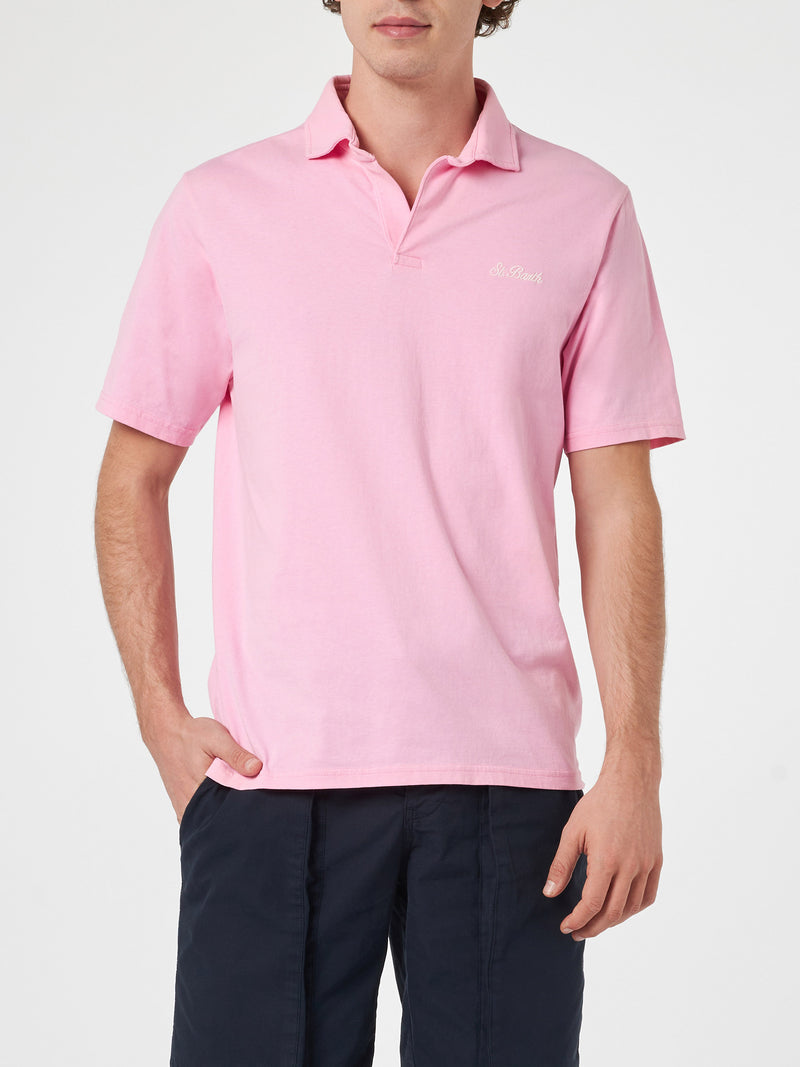 Polo da uomo in jersey di cotone rosa Brighton