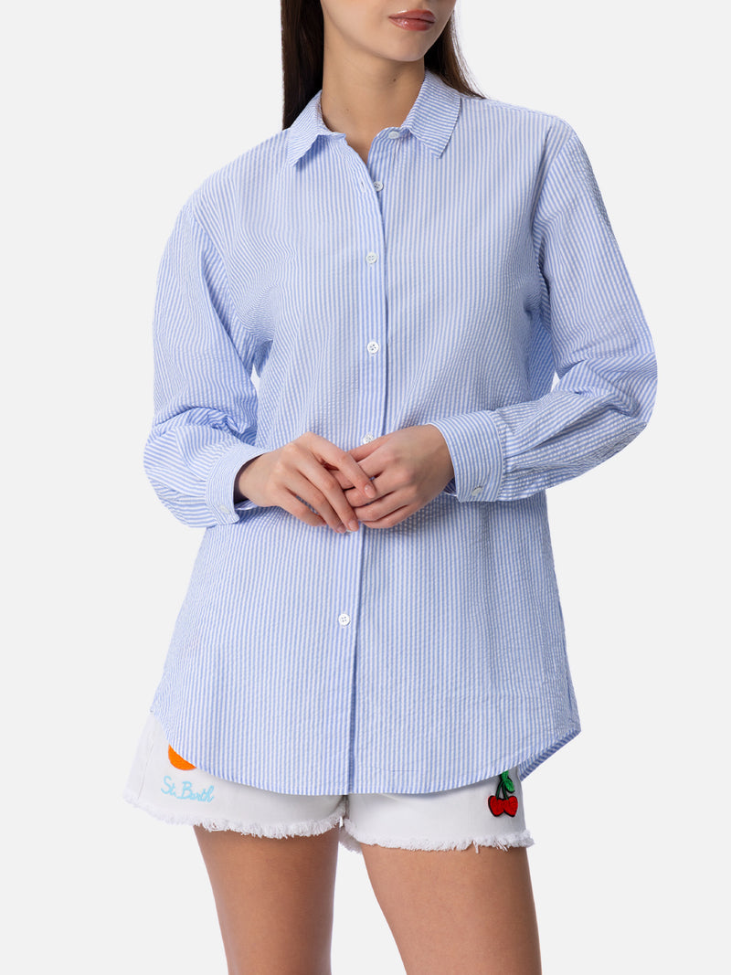 Camicia da donna over in cotone seersucker Brigitte