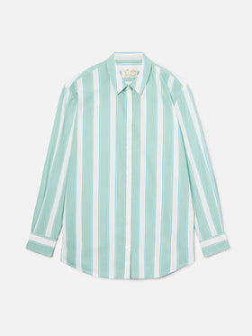 Brigitte cotton shirt with green stripes and Sport Club embroidery