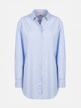 Woman cotton shirt Brigitte with light blue striped print