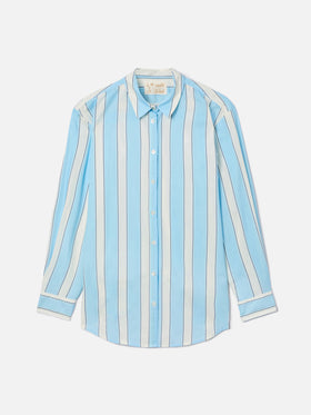 Brigitte cotton shirt with light blue stripes and Sport Club embroidery