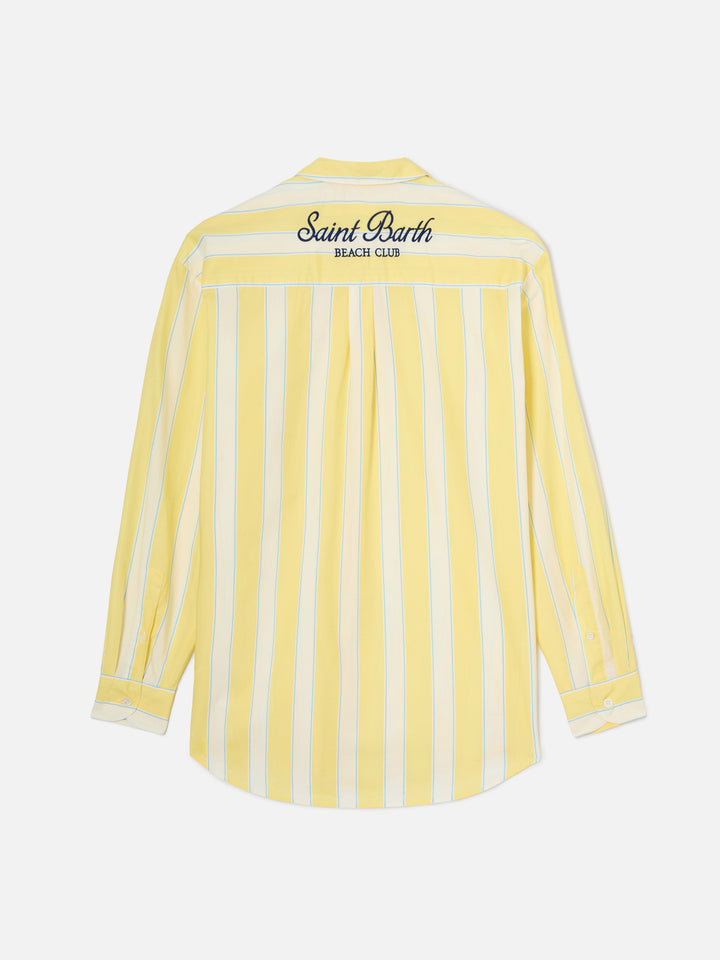 Brigitte cotton shirt with yellow stripes and Sport Club embroidery