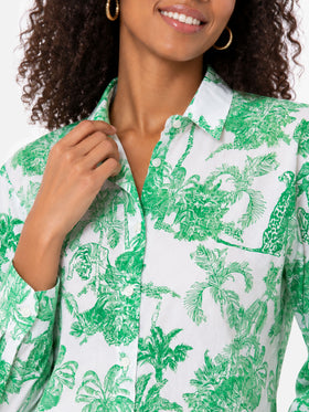 Chemise en coton toile de Jouy verte Brigitte 