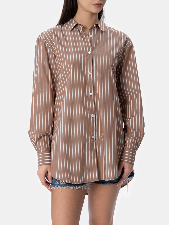 Camisa de algodón para mujer Brigitte con estampado de rayas 