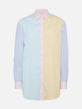 Brigitte striped-print seersucker shirt with Saint Barth embroidery