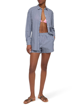 Baumwollhemd Brigitte mit Streifenmuster und Saint Barth Beach Club-Stickerei
