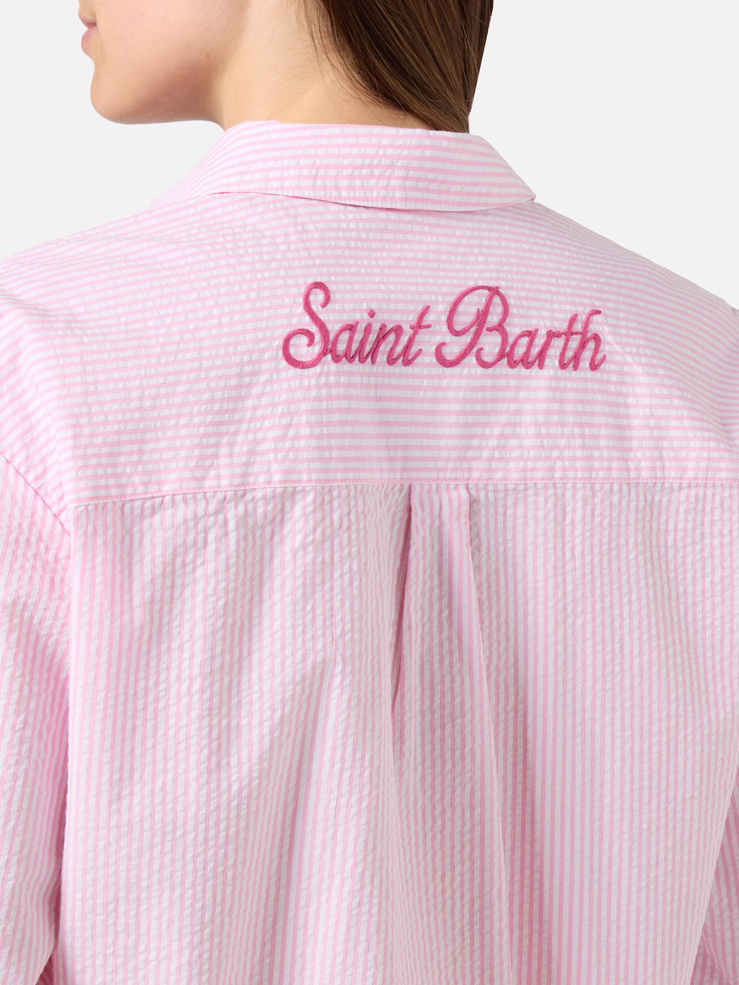 Brigitte seersucker shirt with pink stripes