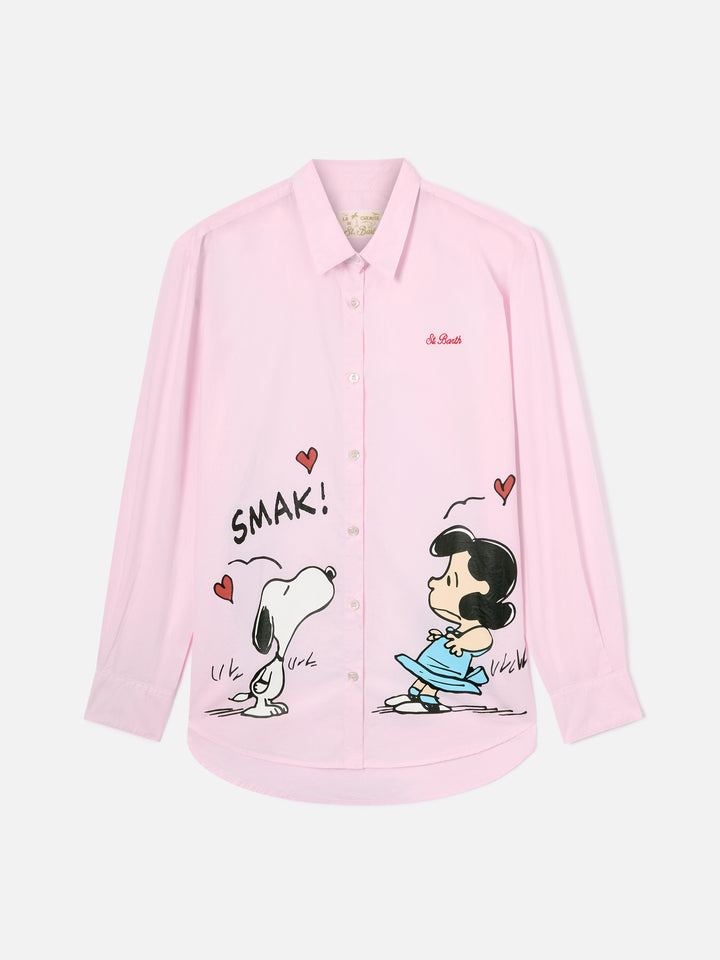 Chemise Brigitte rose avec imprimé Snoopy et Lucy | Édition spéciale 