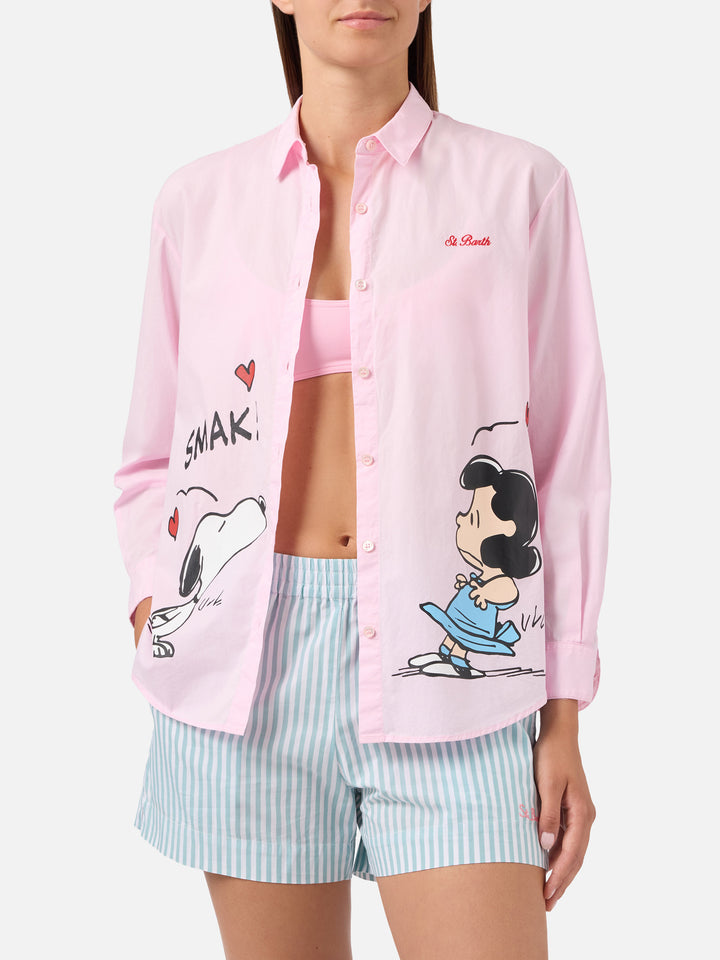 Chemise Brigitte rose avec imprimé Snoopy et Lucy | Édition spéciale 