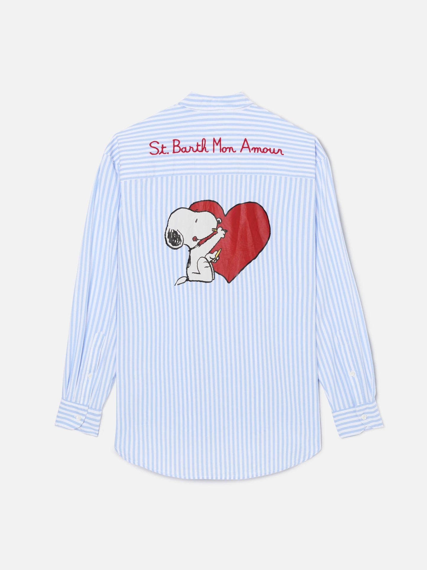 Brigitte light blue striped shirt with Snoopy print | Special Edition
