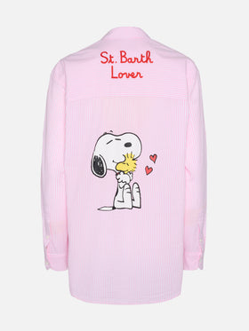 Brigitte camicia in seersucker a righe con stampa Snoopy