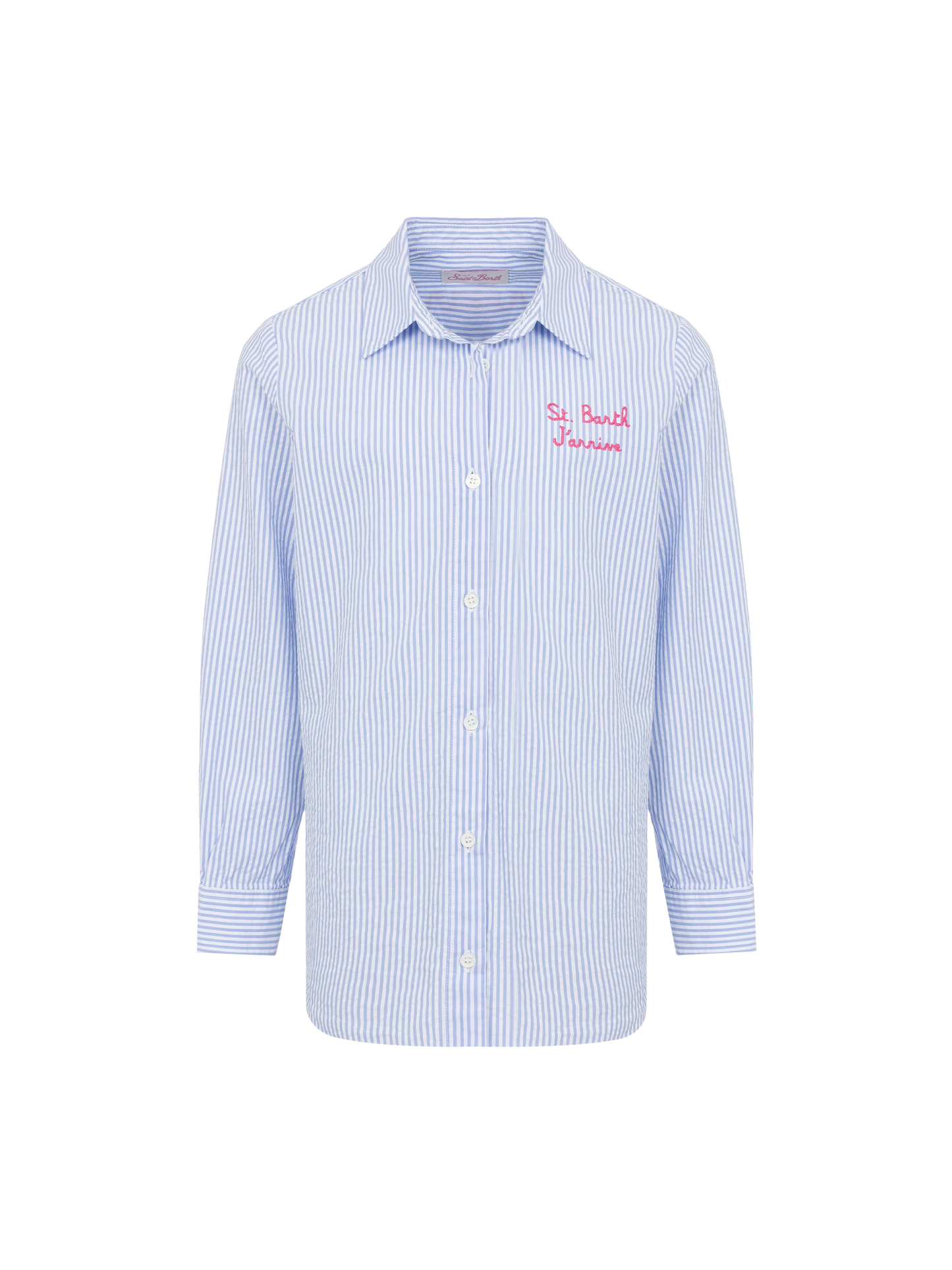 Mini Brigitte light blue striped seersucker shirt with Snoopy print | SNOOPY PEANUTS® SPECIAL EDITION