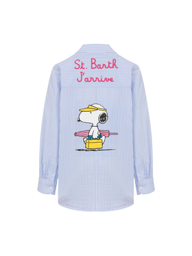 Mini Brigitte light blue striped seersucker shirt with Snoopy print | SNOOPY PEANUTS® SPECIAL EDITION