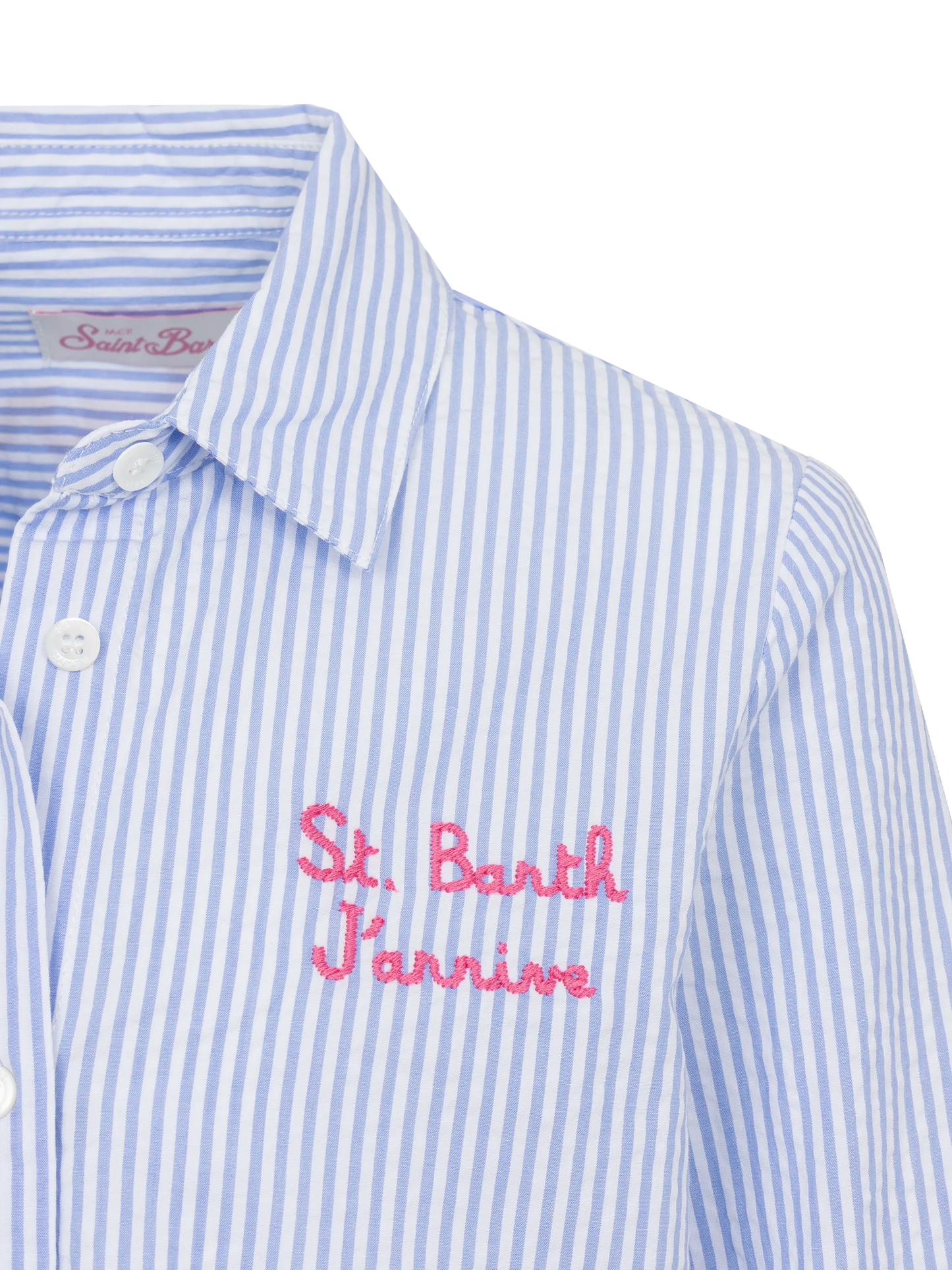 Mini Brigitte light blue striped seersucker shirt with Snoopy print | SNOOPY PEANUTS® SPECIAL EDITION