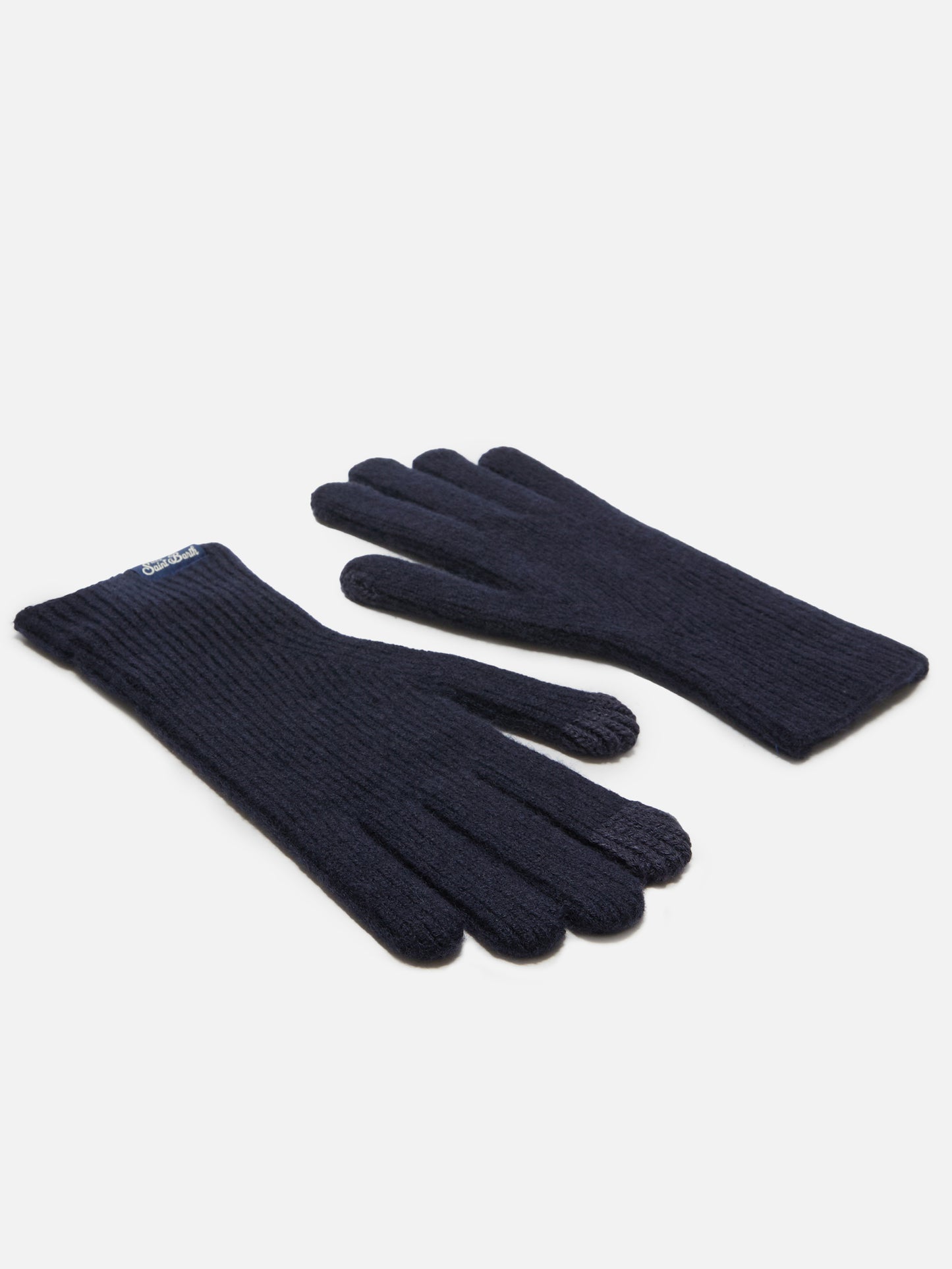 Brixton ribbed stretch cashmere-blend gloves in night blue