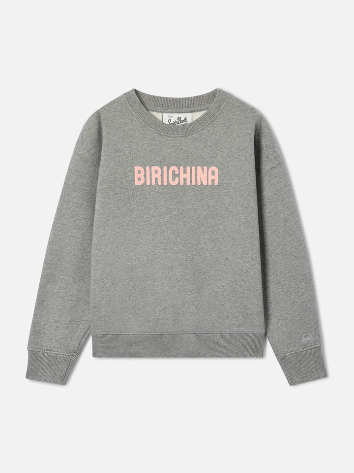 Sweat-shirt gris en mélange de coton avec imprimé flock Birichina Briony 