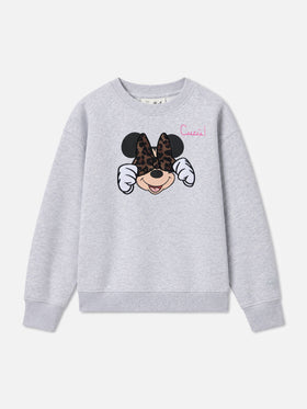 Light grey melange Briony sweatshirt with Minnie Mouse patch | Special edition