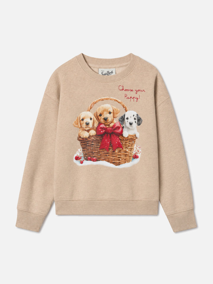 Sudadera Briony de cuello redondo con estampado de cachorros y bordado 