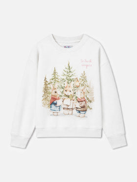 Sweat-shirt ras du cou pour fille Briony avec imprimé lapin et broderie 