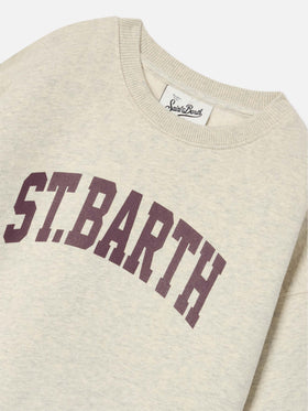 Felpa Briony grigia in misto cotone con stampa St. Barth
