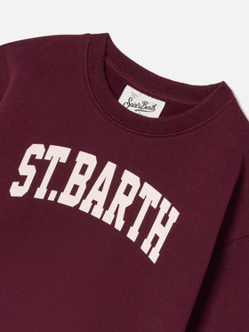 Sweat-shirt bordeaux en mélange de coton Briony avec imprimé St. Barth 