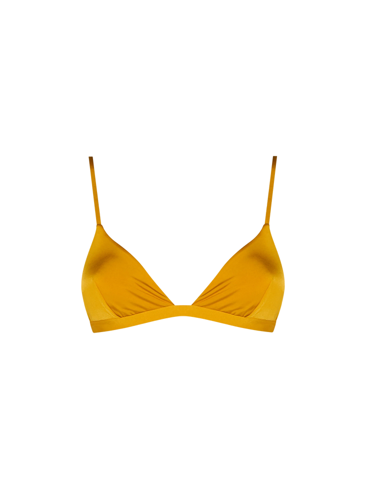 Woman ochre yellow triangle top swimsuit Brooke