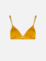 Woman ochre yellow triangle top swimsuit Brooke