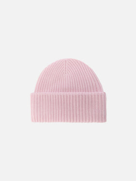Berry Jr ribbed cashmere-blend beanie in pink with St. Barth embroidery