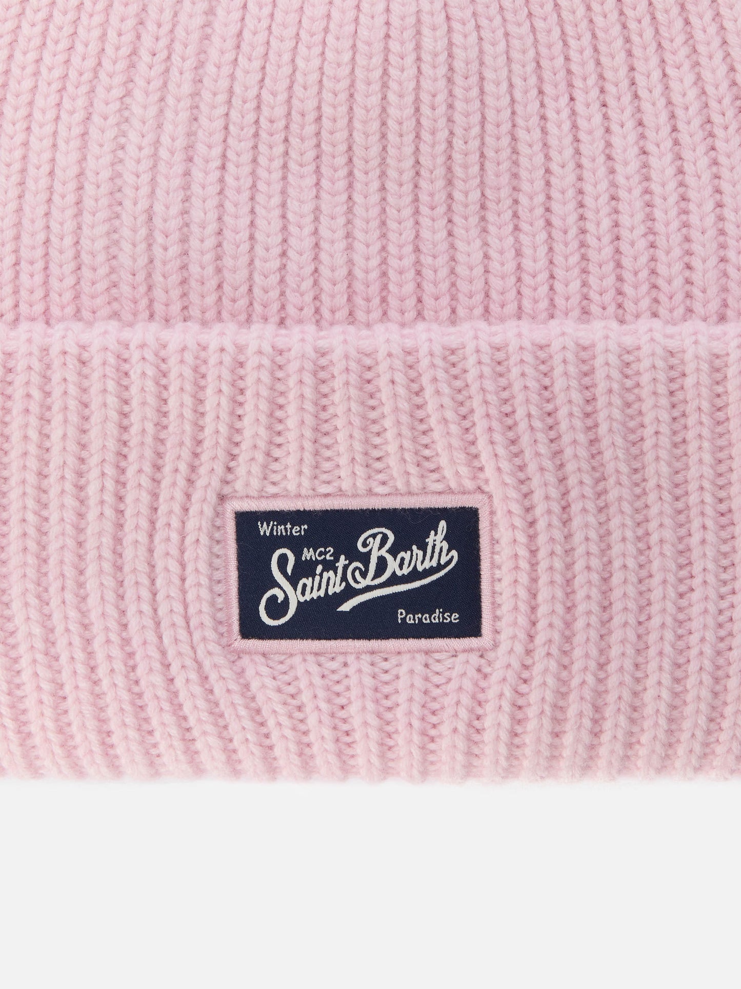 Berry Jr ribbed cashmere-blend beanie in pink with St. Barth embroidery