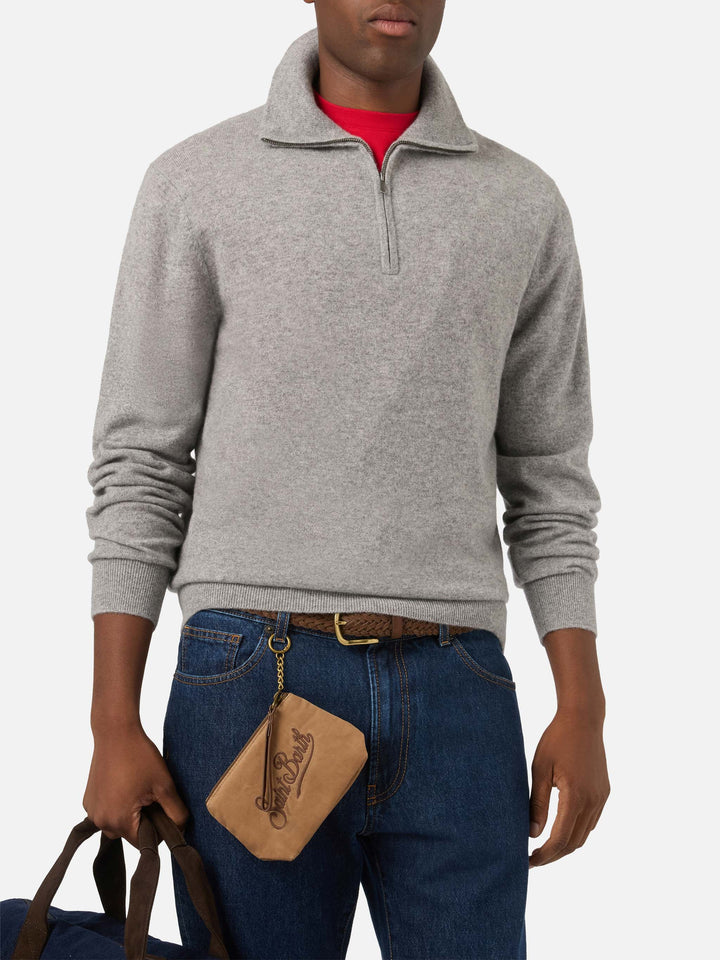 Pull en cachemire Grey Buck à demi-zip 