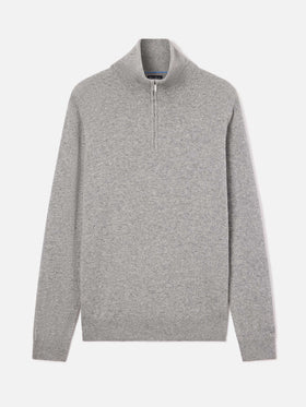 Maglia Buck grigia in cashmere con mezza zip