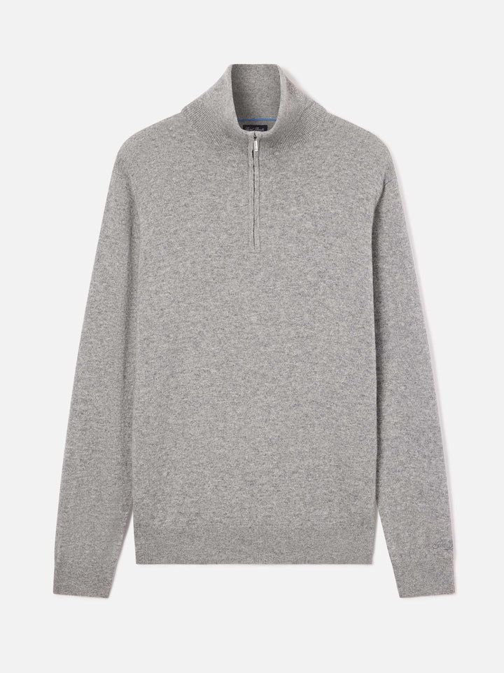 Grey Buck Cashmere-Strickpullover mit Half-Zip 