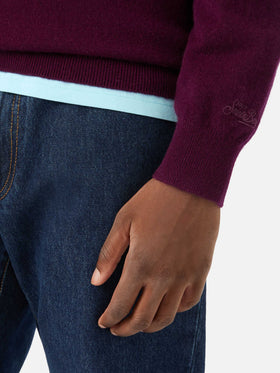 Burgundy Buck cashmere half zip knit