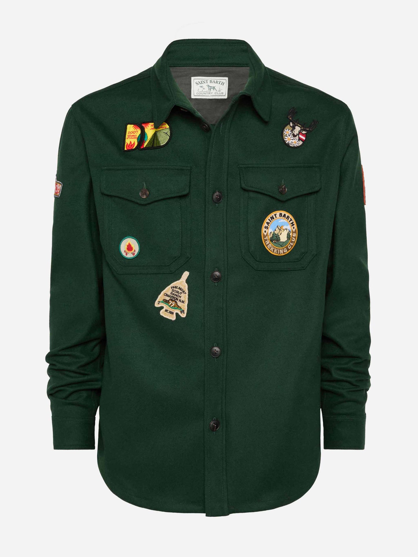Wolliges grünes Overshirt Burton mit Taschen und Patches