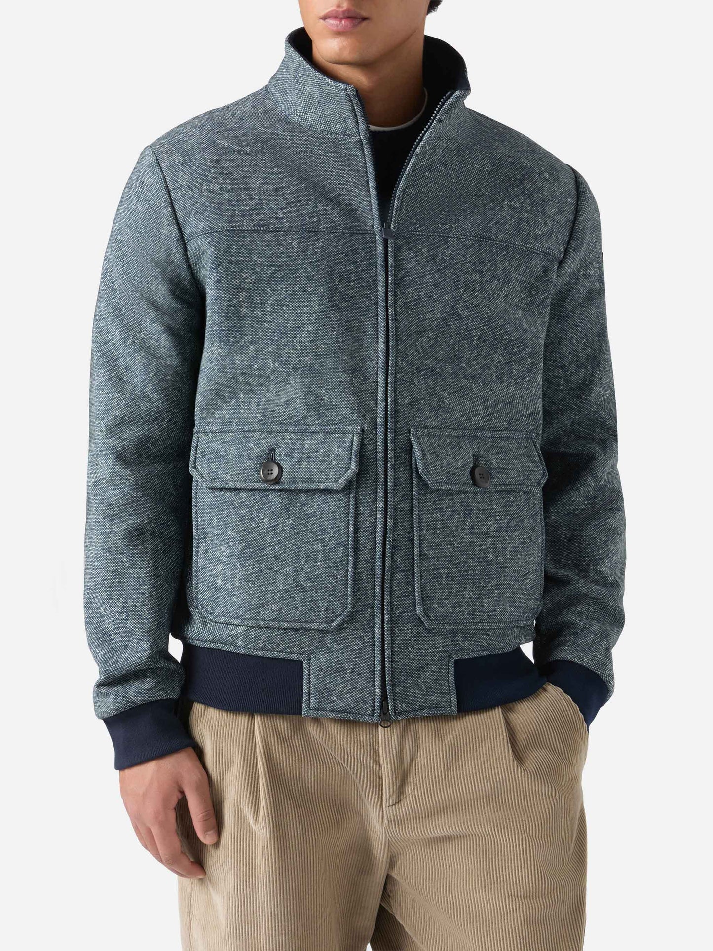 Thermo jacket Byron with melange blue wooly print