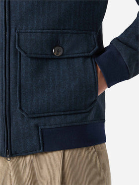 Thermojacke Byron mit blauem Fischgrätmuster