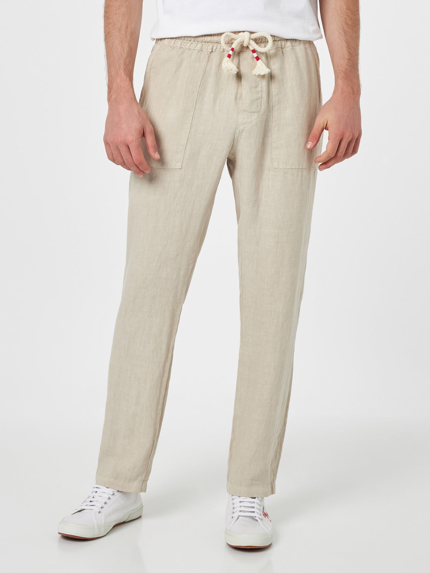 Man off-white linen Calais pants with drawstring - MC2 Saint Barth