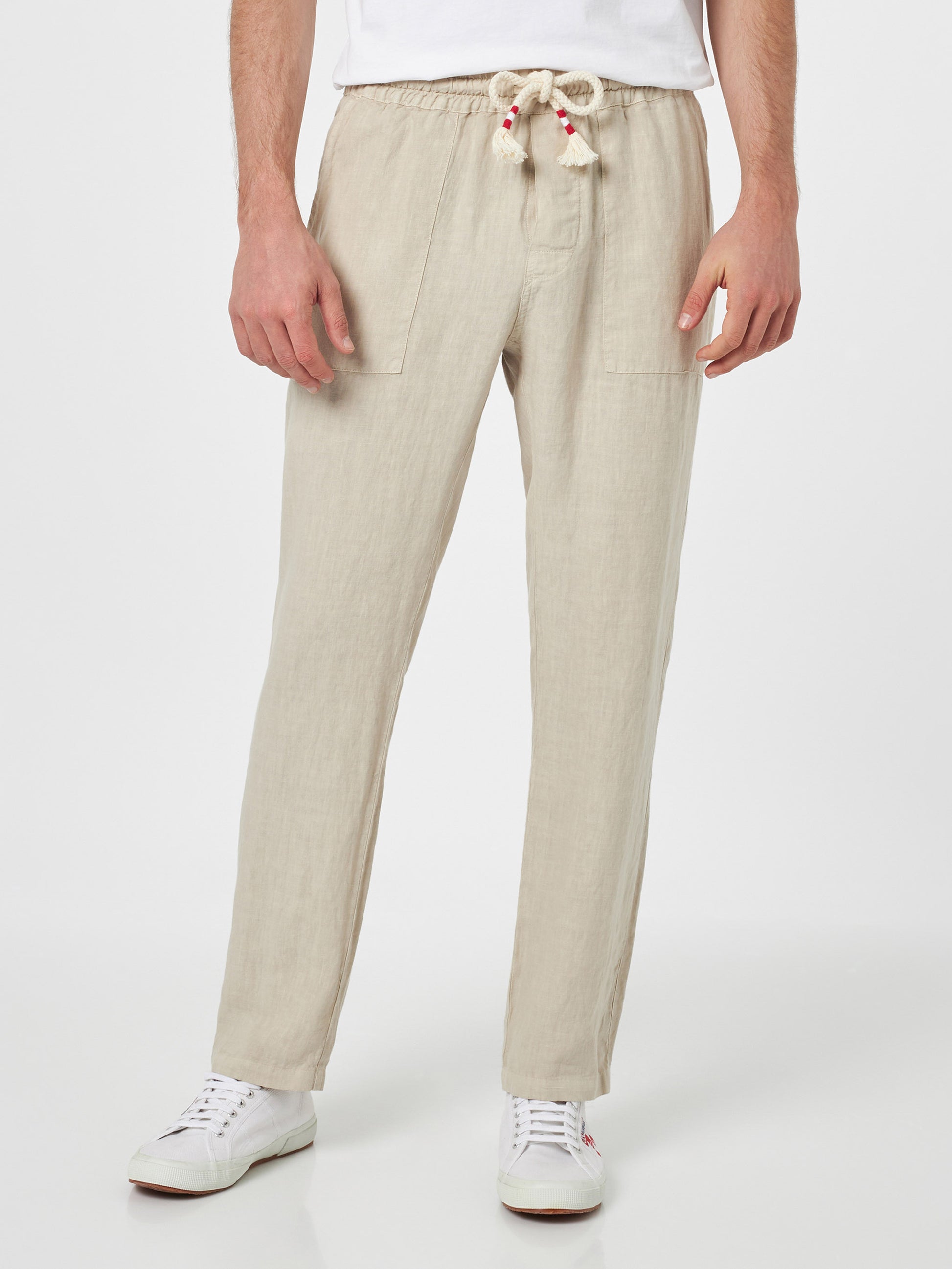 Man off-white linen Calais pants with drawstring - MC2 Saint Barth