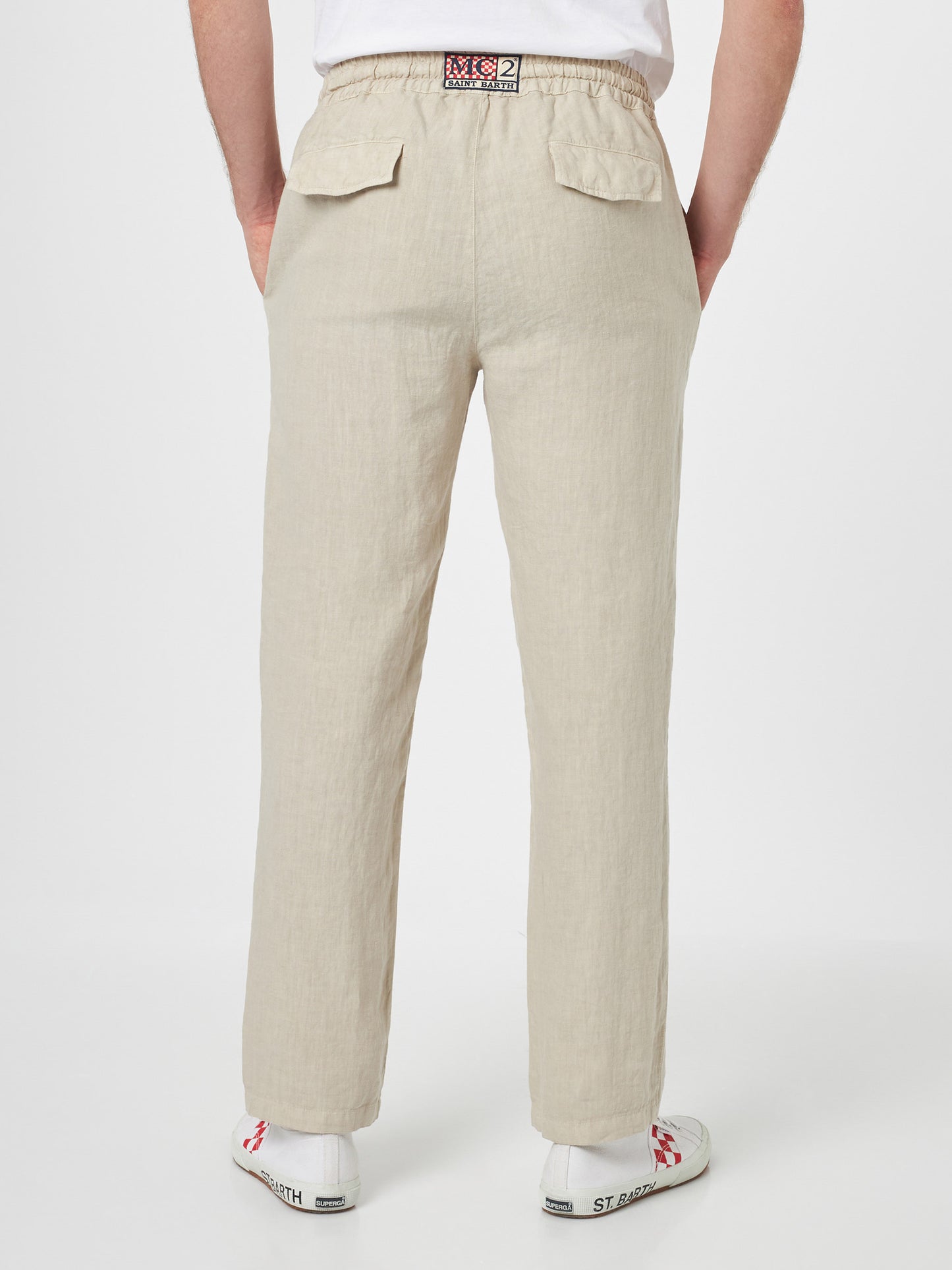 Man off-white linen Calais pants with drawstring - MC2 Saint Barth