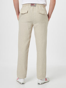 Man off-white linen Calais pants with drawstring - MC2 Saint Barth