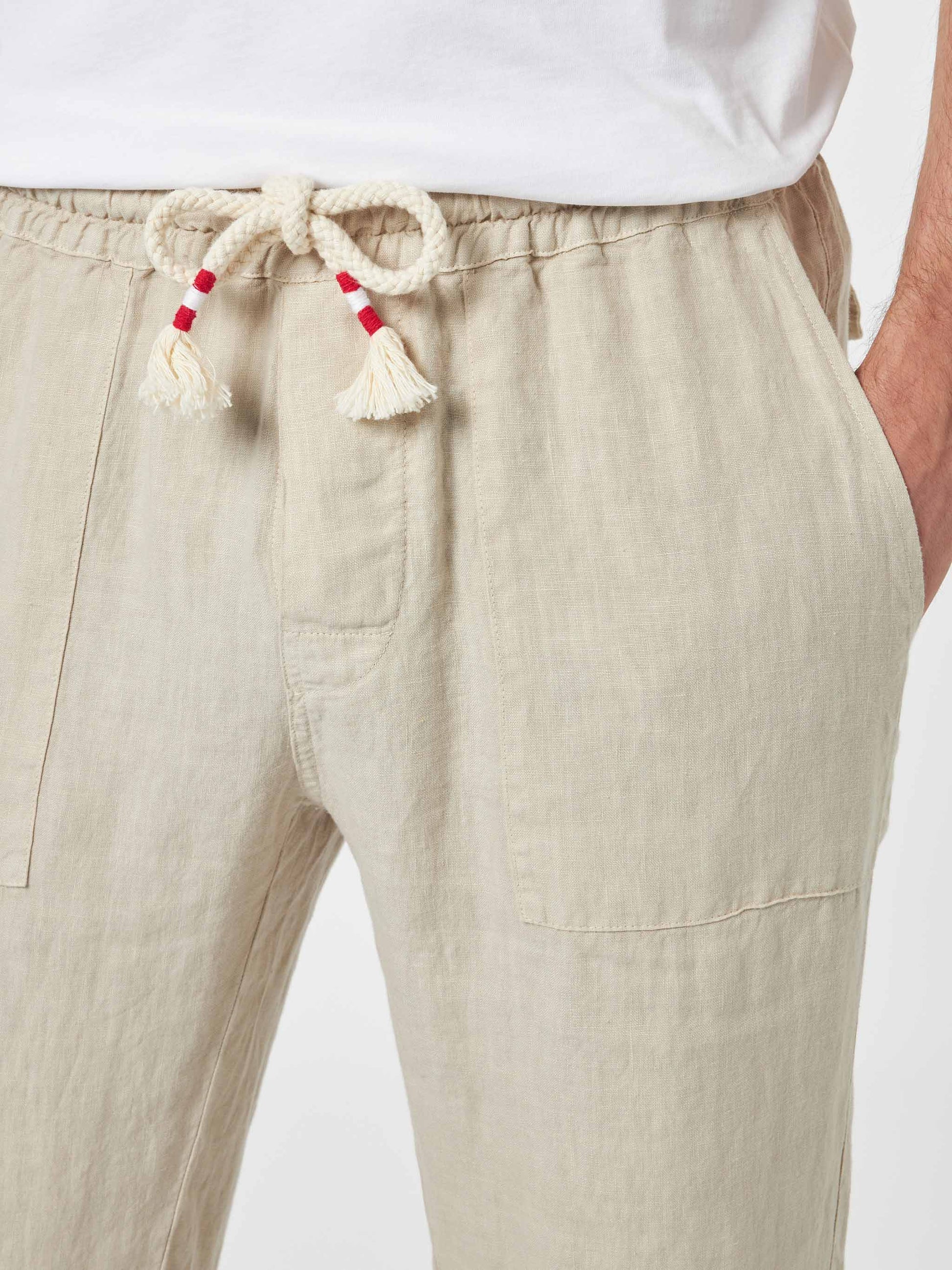 Man off-white linen Calais pants with drawstring - MC2 Saint Barth
