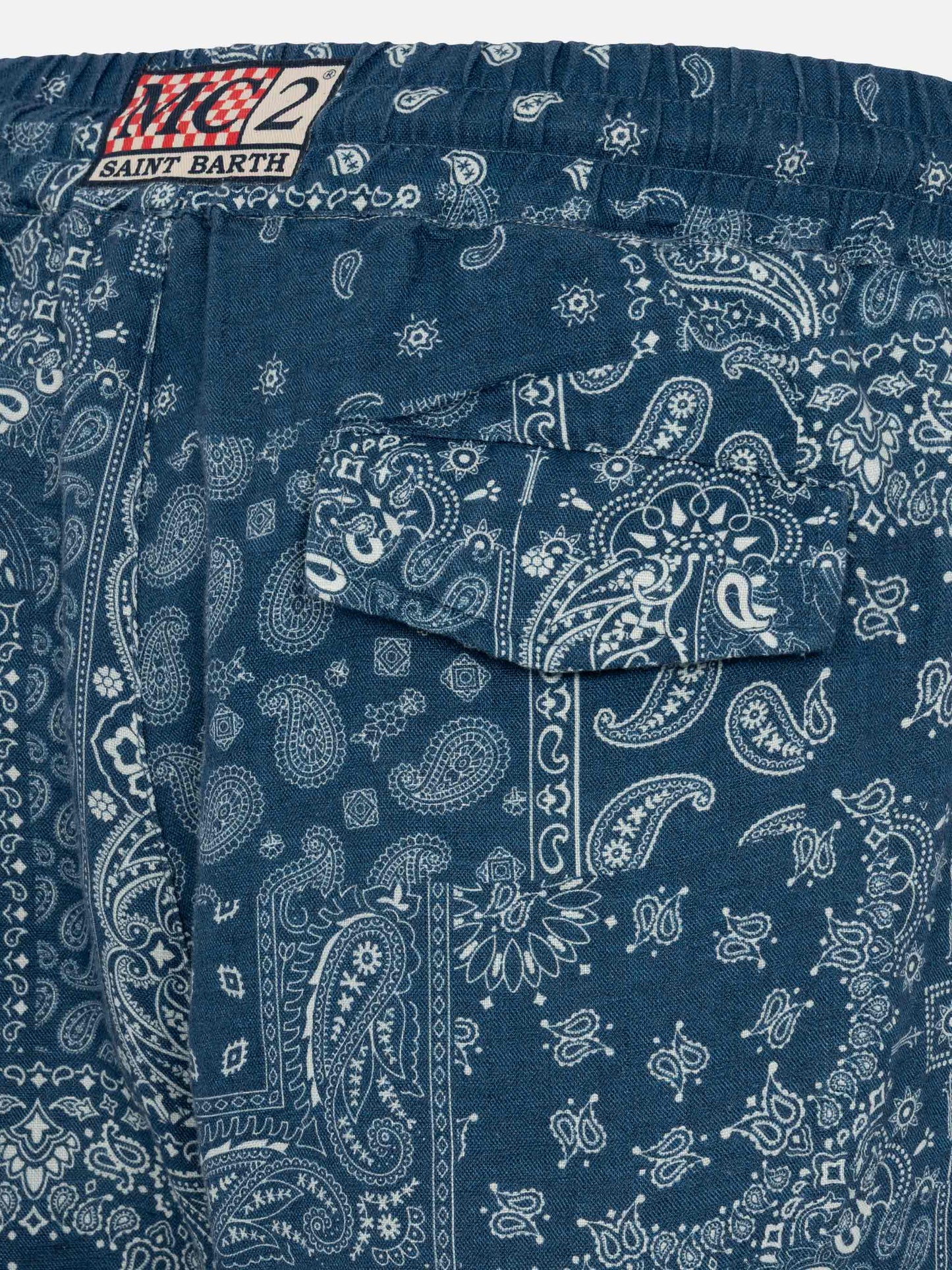 Pantaloni in lino Calais con stampa bandanna