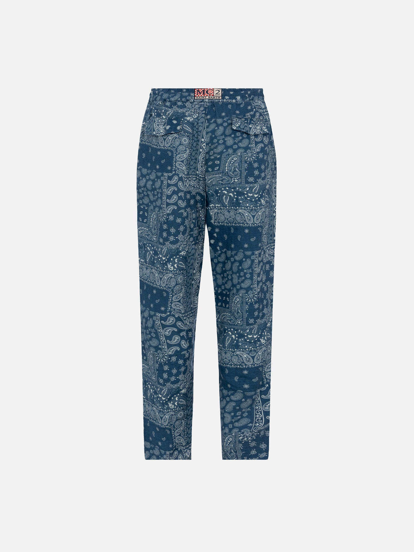 Pantaloni in lino Calais con stampa bandanna