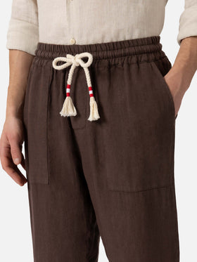 Brown linen pants Calais with drawstring - MC2 Saint Barth