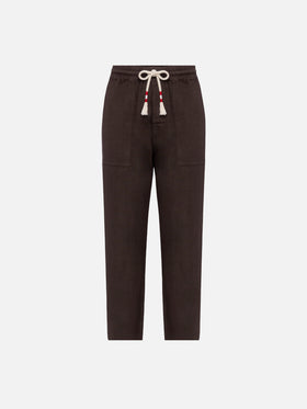 Brown linen pants Calais with drawstring - MC2 Saint Barth