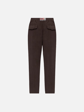 Brown linen pants Calais with drawstring - MC2 Saint Barth