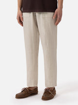 Off-white linen pants Calais with drawstring